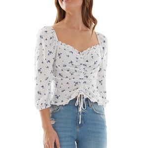 Juniors Floral Print Ruched Top